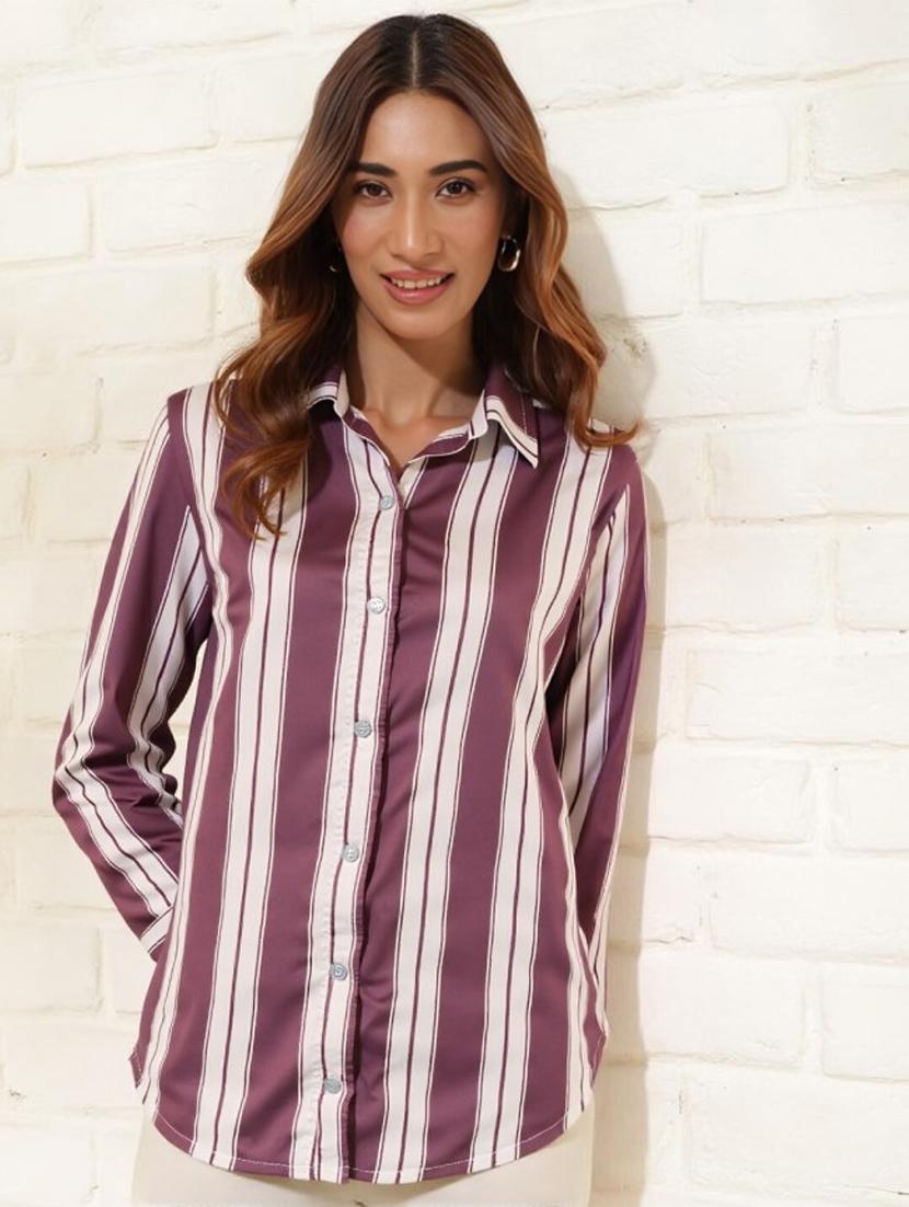 multi colored satin regular shirt - 22004479 -  Standard Image - 1