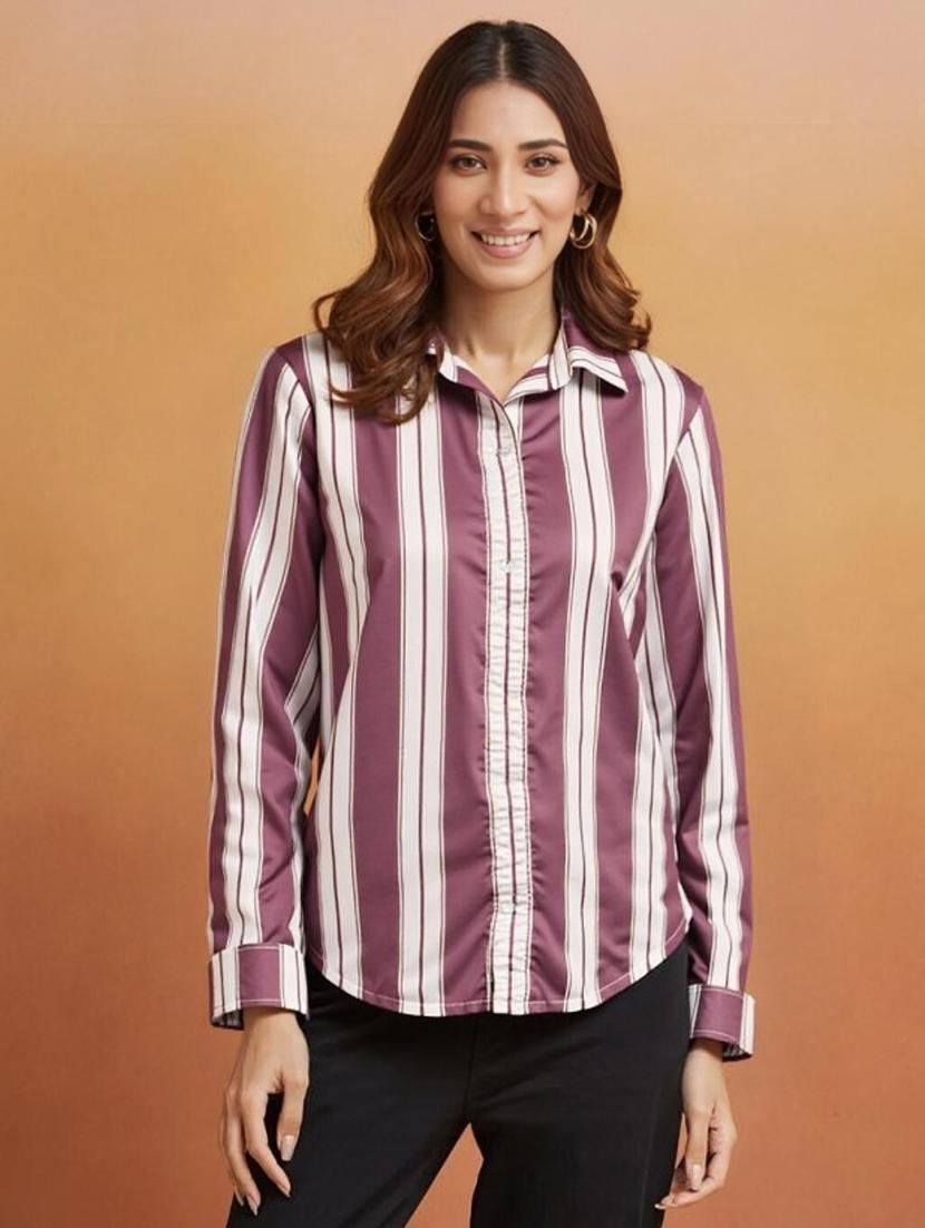 multi colored satin regular shirt - 22004488 -  Zoom Image - 0