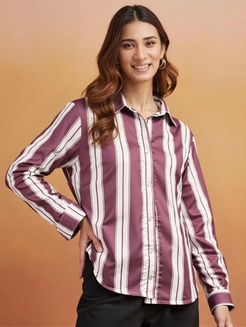 multi colored satin regular shirt - 22004488 -  Standard Image - 1