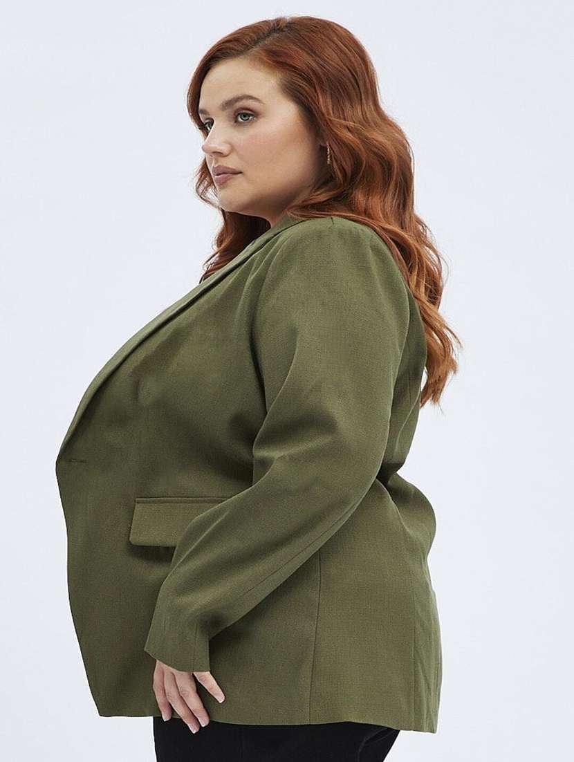 women solid lapel collar single breasted blazer - 22004530 -  Standard Image - 1