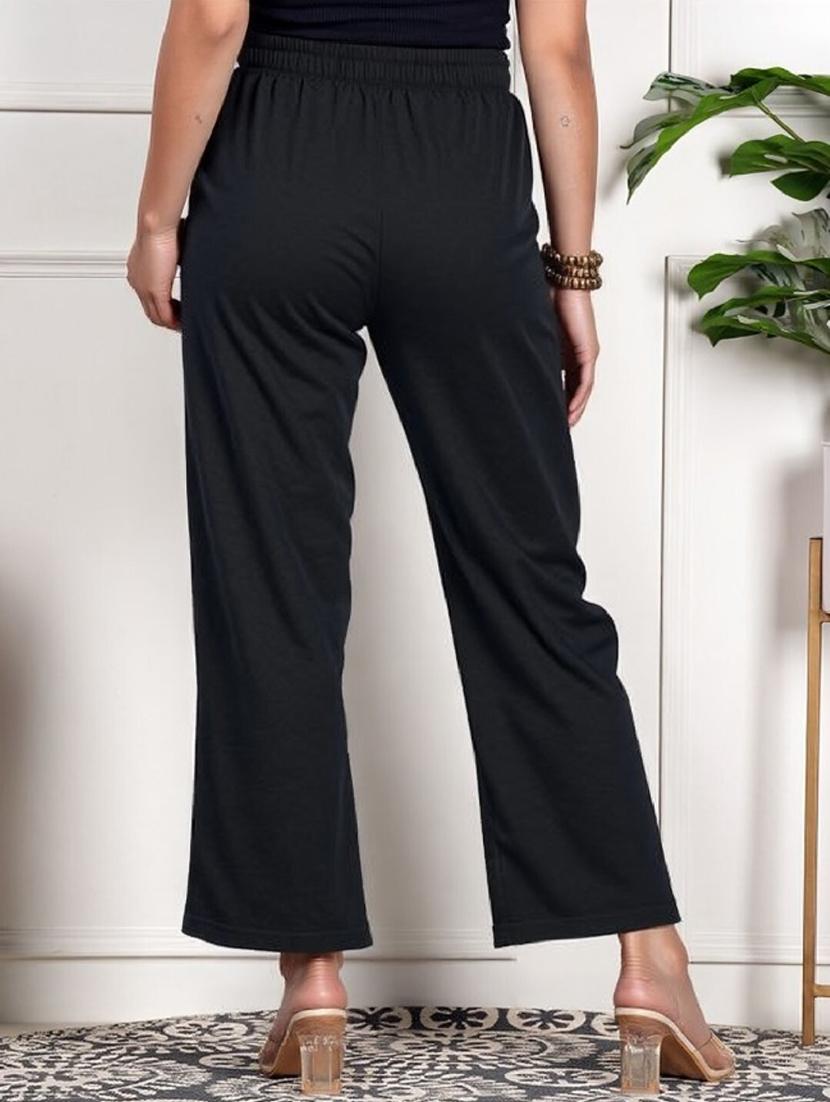 women black solid mid rise straight trouser - 22004531 - Standard Image - 1