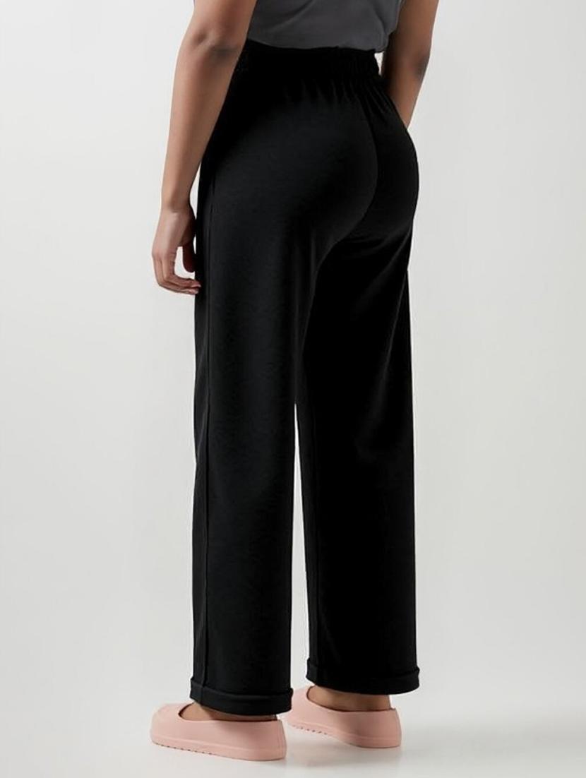 women black solid mid rise straight trouser - 22004534 - Standard Image - 1