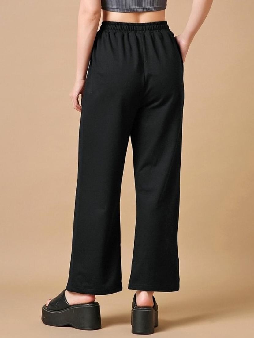 women black solid mid rise straight trouser - 22004536 - Standard Image - 1