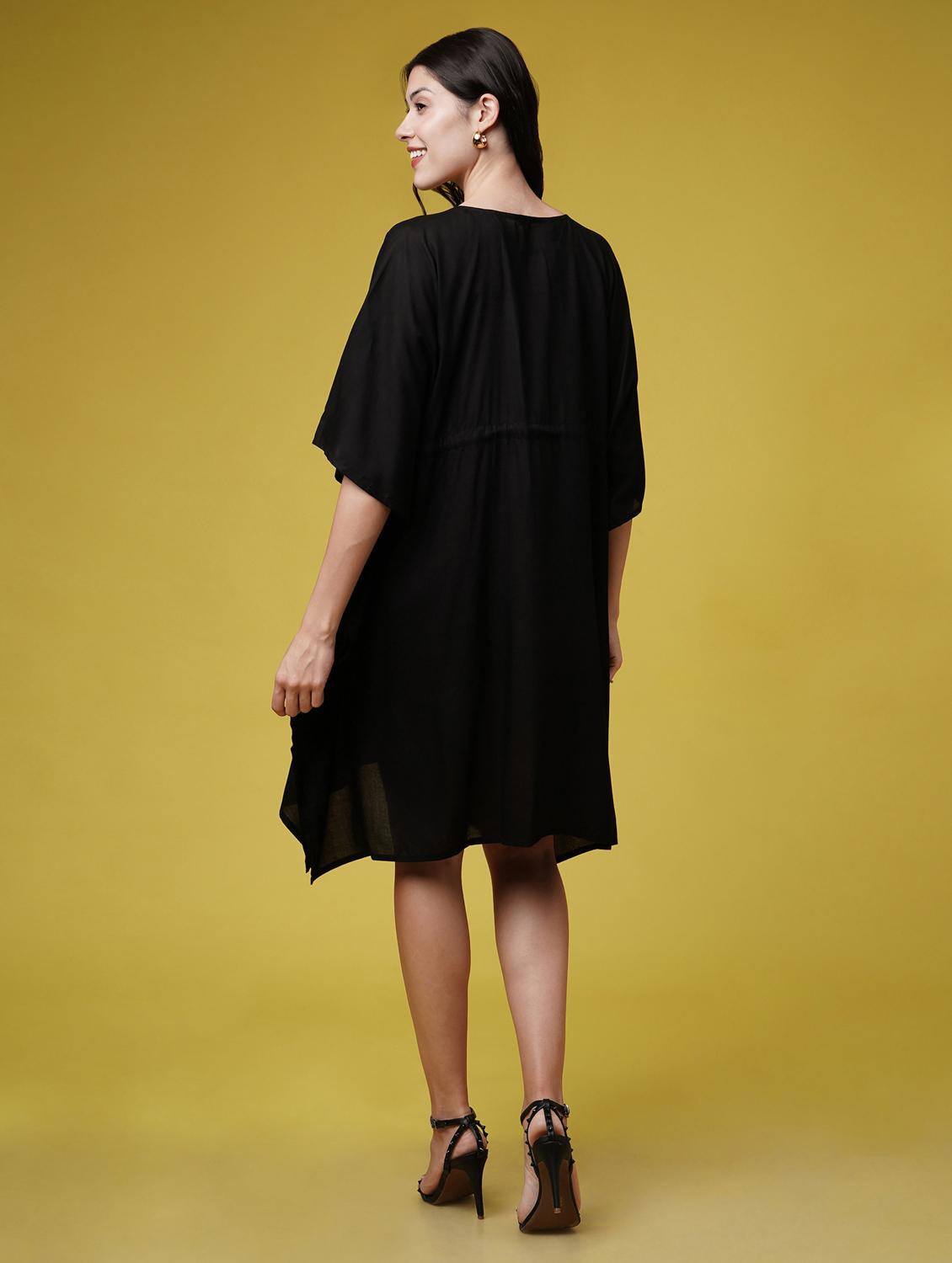 women black solid kimono sleeve kaftan dresses - 22004554 - Standard Image - 4