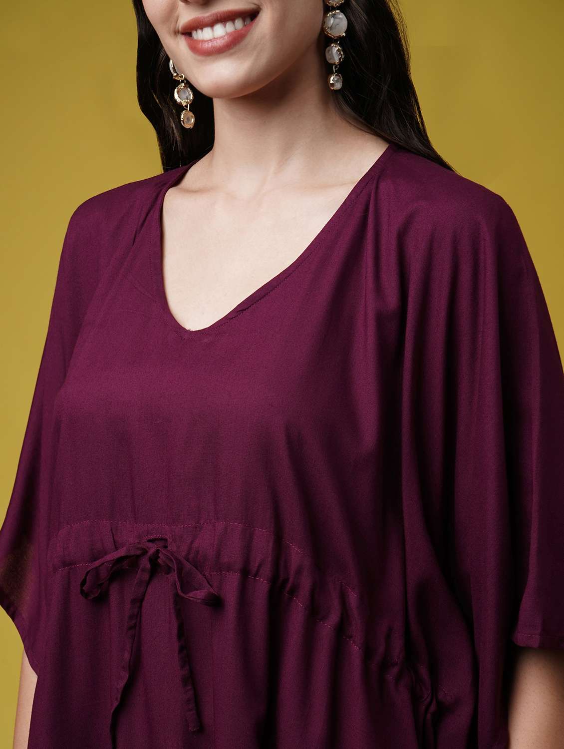 women black solid kimono sleeve kaftan dresses  - 22004555 -  Standard Image - 4