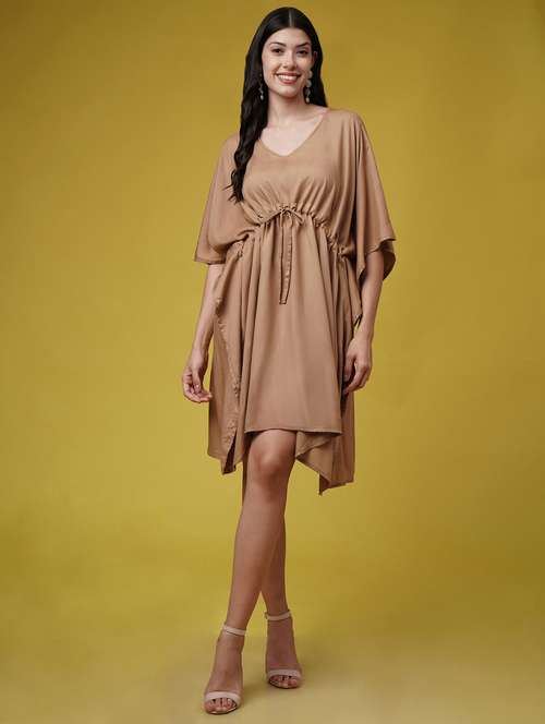 women black solid kimono sleeve kaftan dresses  - 22004556 -  Standard Image - 0