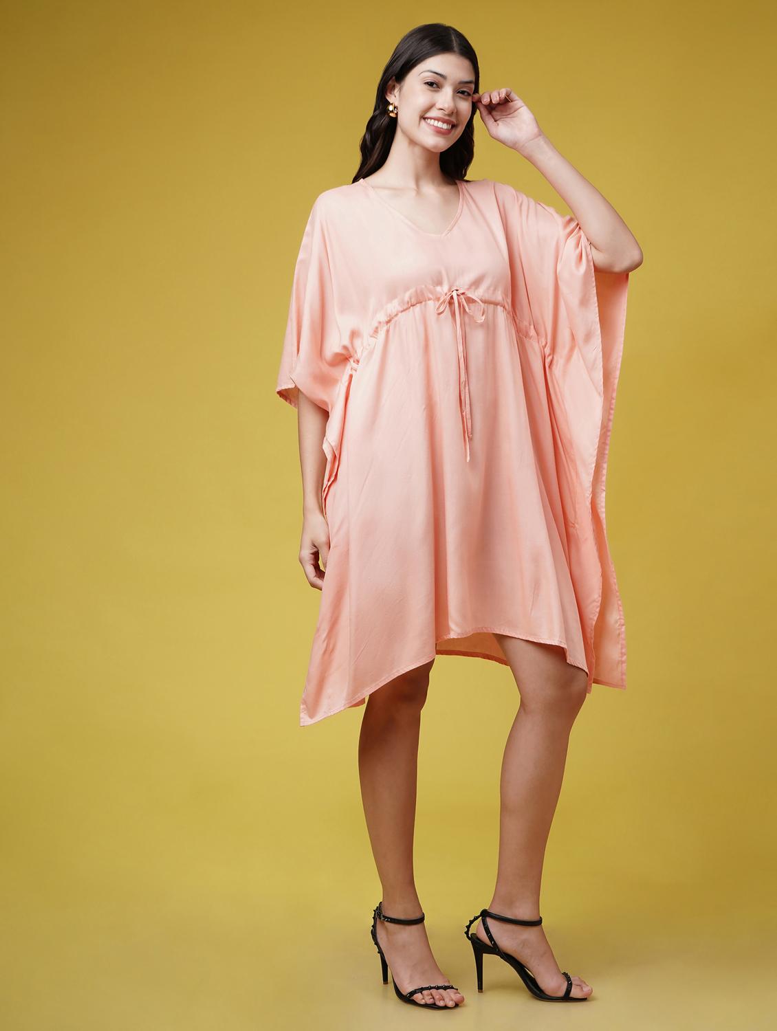 women solid kimono sleeve kaftan dresses - 22004558 - Standard Image - 4
