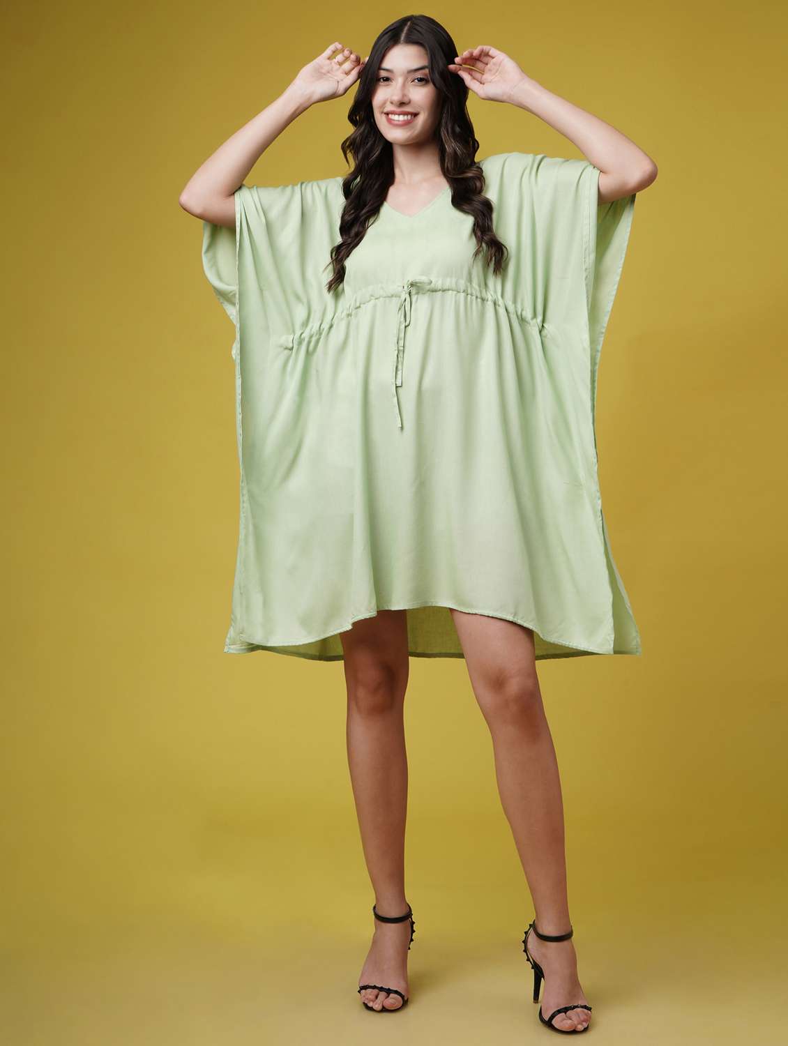 women solid kimono sleeve kaftan dresses  - 22004560 -  Standard Image - 1