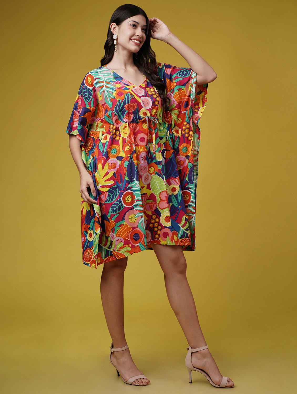 women printed kimono sleeve kaftan dresses - 22004562 - Standard Image - 1