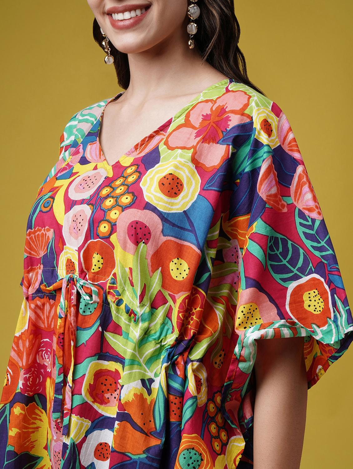 women printed kimono sleeve kaftan dresses - 22004562 - Standard Image - 4