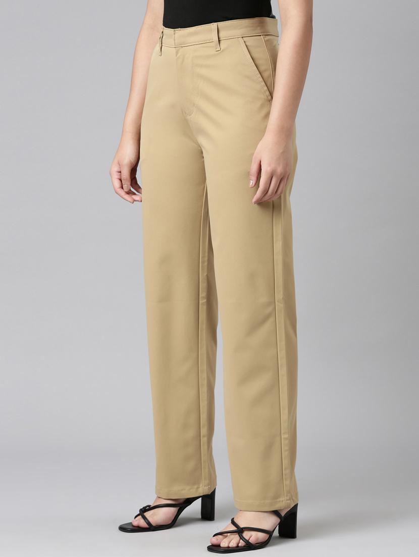 women solid high rise straight trouser - 22004876 - Standard Image - 1