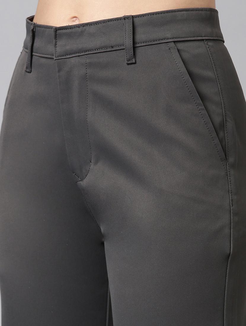 women solid high rise straight trouser - 22004877 - Standard Image - 6