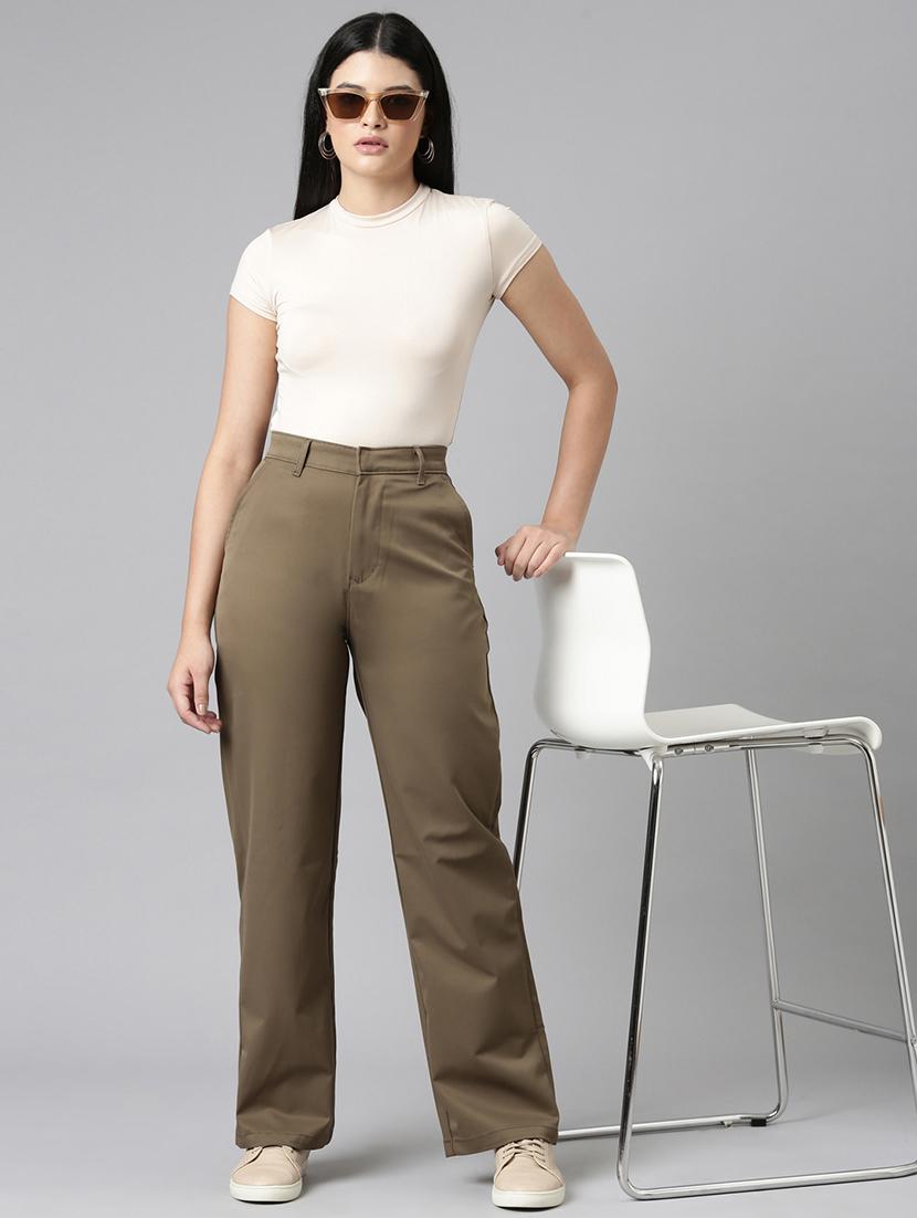 women solid high rise straight trouser - 22004879 - Standard Image - 6