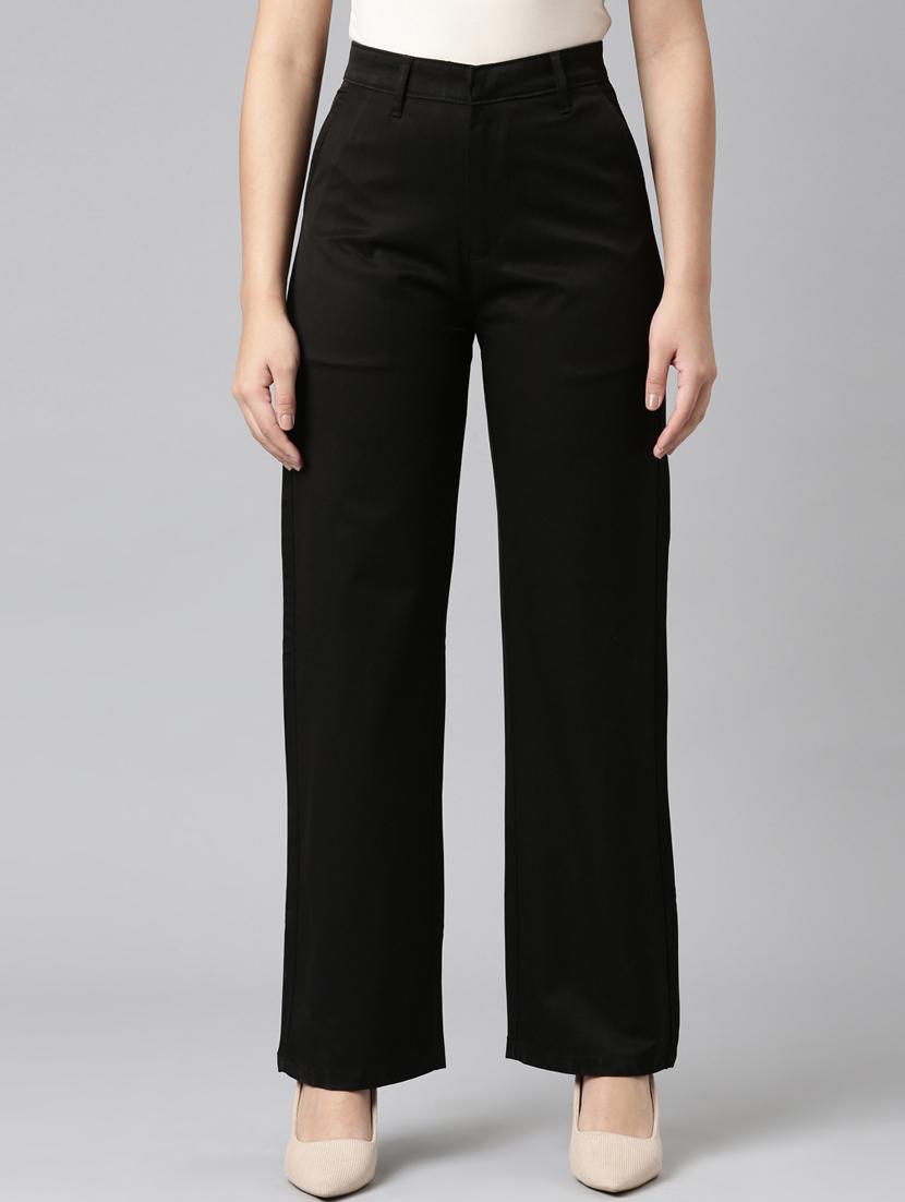 women solid high rise straight trouser - 22004880 -  Zoom Image - 0
