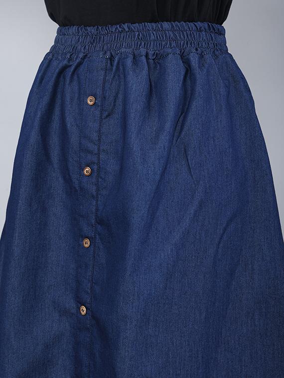 women solid high rise denim a-line skirt - 22004888 - Standard Image - 4