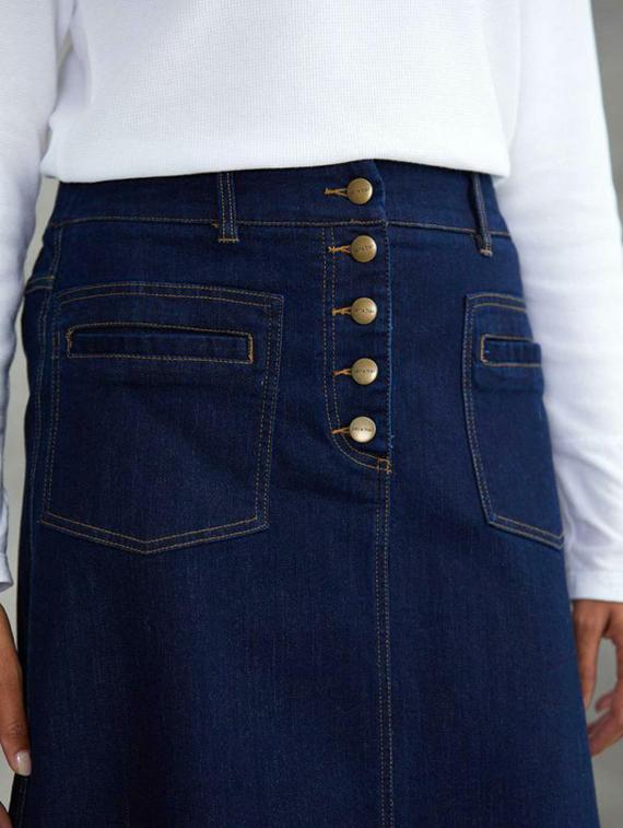 women solid high rise denim a-line skirt - 22004889 - Standard Image - 4