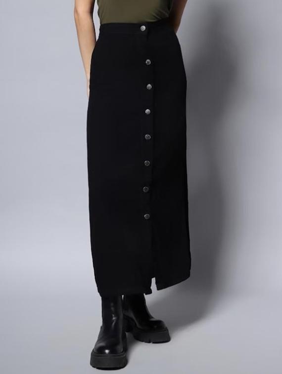 women solid high rise denim a-line skirt - 22004891 -  Standard Image - 1