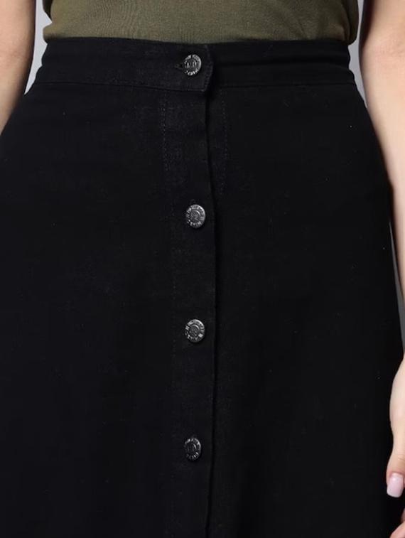 women solid high rise denim a-line skirt - 22004891 - Standard Image - 4