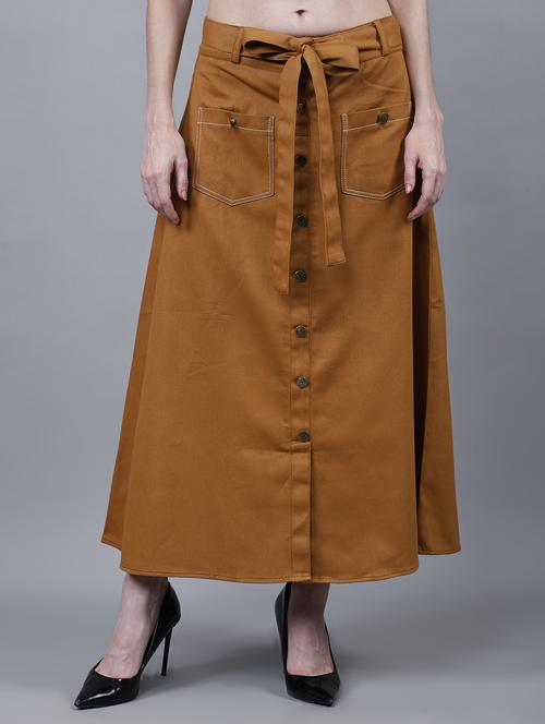 women solid mid rise a-line skirt - 22004895 - Standard Image - 0