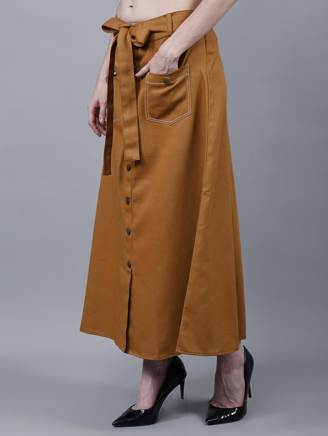 women solid mid rise a-line skirt - 22004895 -  Standard Image - 1