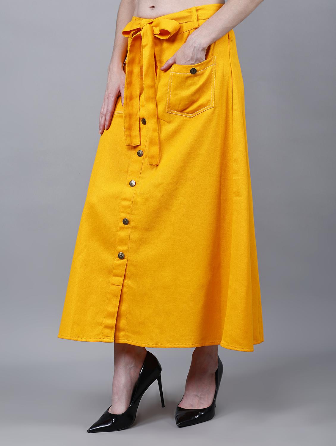 women solid mid rise a-line skirt - 22004899 -  Standard Image - 1