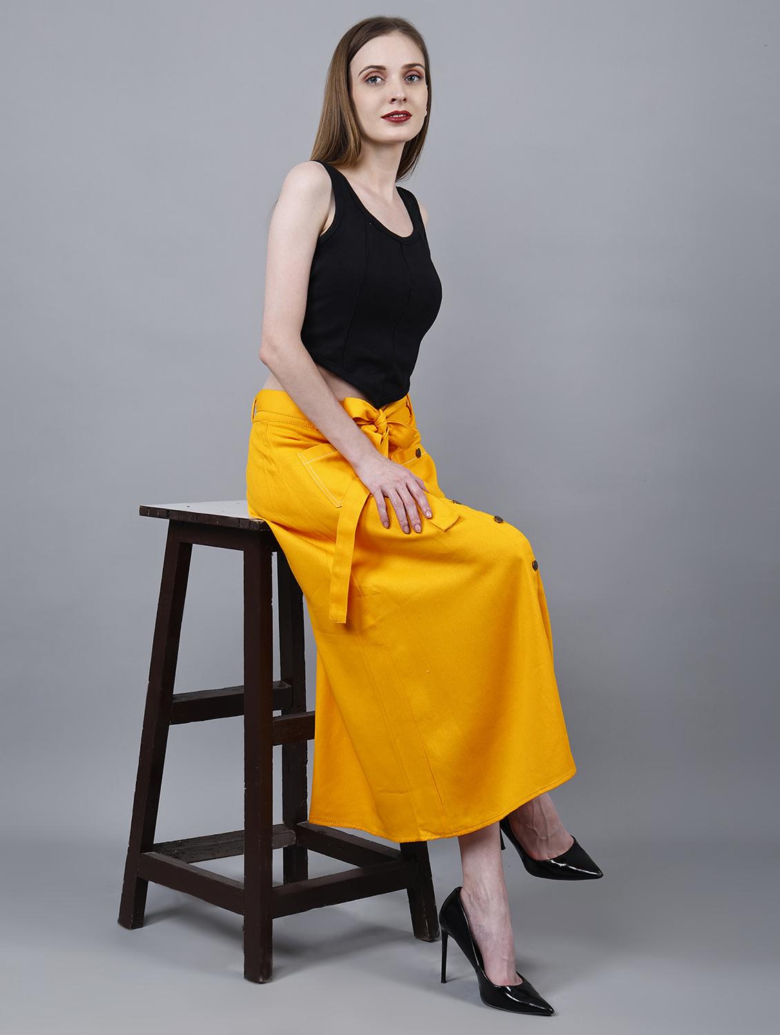 women solid mid rise a-line skirt - 22004899 - Standard Image - 4