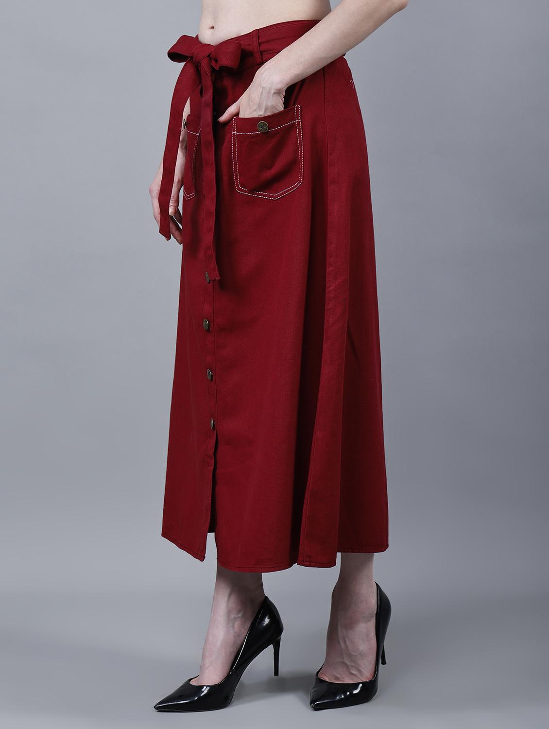 women solid mid rise a-line skirt - 22004900 - Standard Image - 1