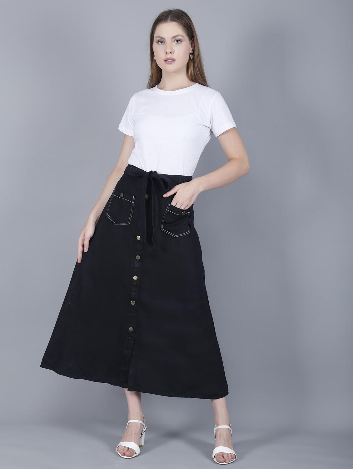 women solid mid rise a-line skirt - 22004902 - Standard Image - 4