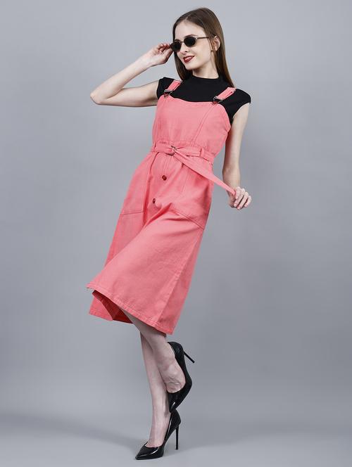 women solid shoulder strap dungaree dress - 22004910 - Standard Image - 0