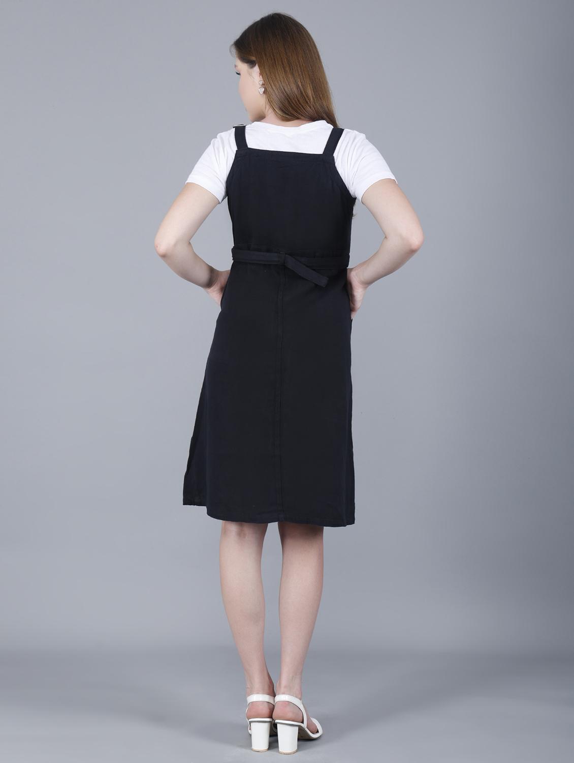 women solid shoulder strap dungaree dress - 22004912 - Standard Image - 4