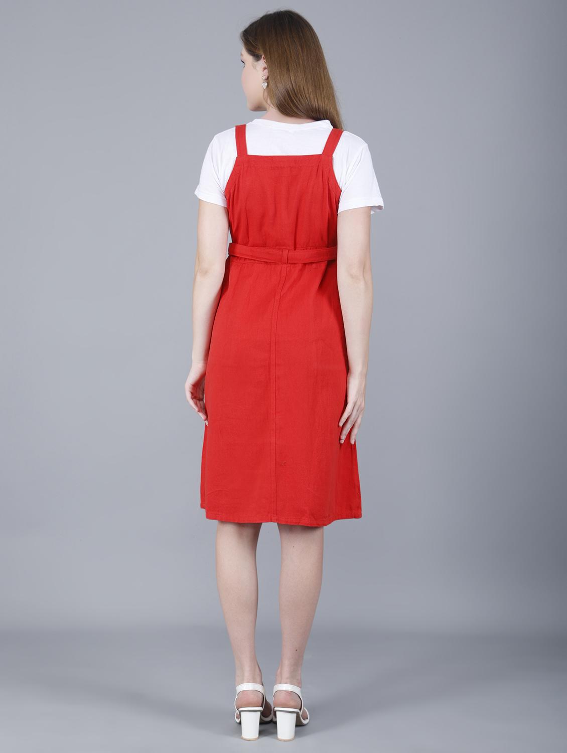 women solid shoulder strap dungaree dress - 22004913 - Standard Image - 4