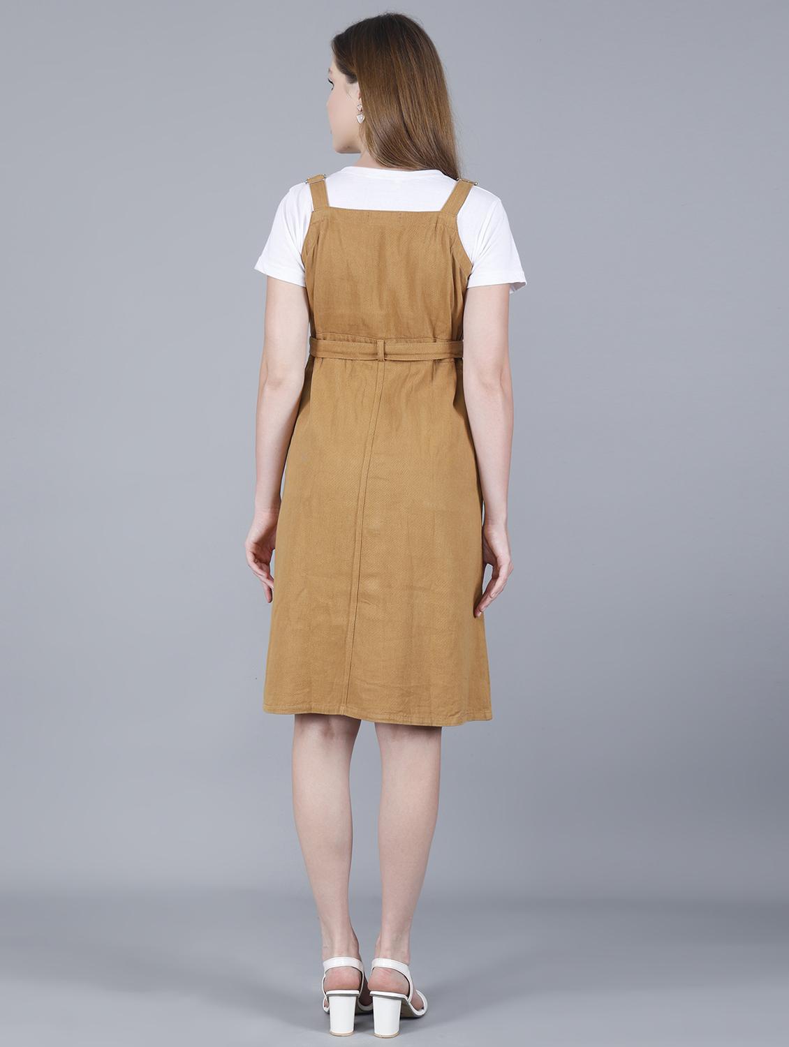 women solid shoulder strap dungaree dress - 22004916 - Standard Image - 4