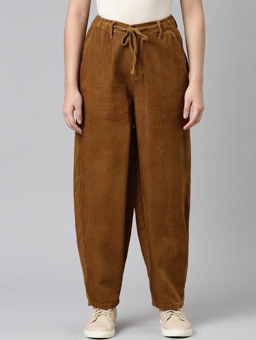 women solid high rise peg trouser - 22004921 - Standard Image - 0