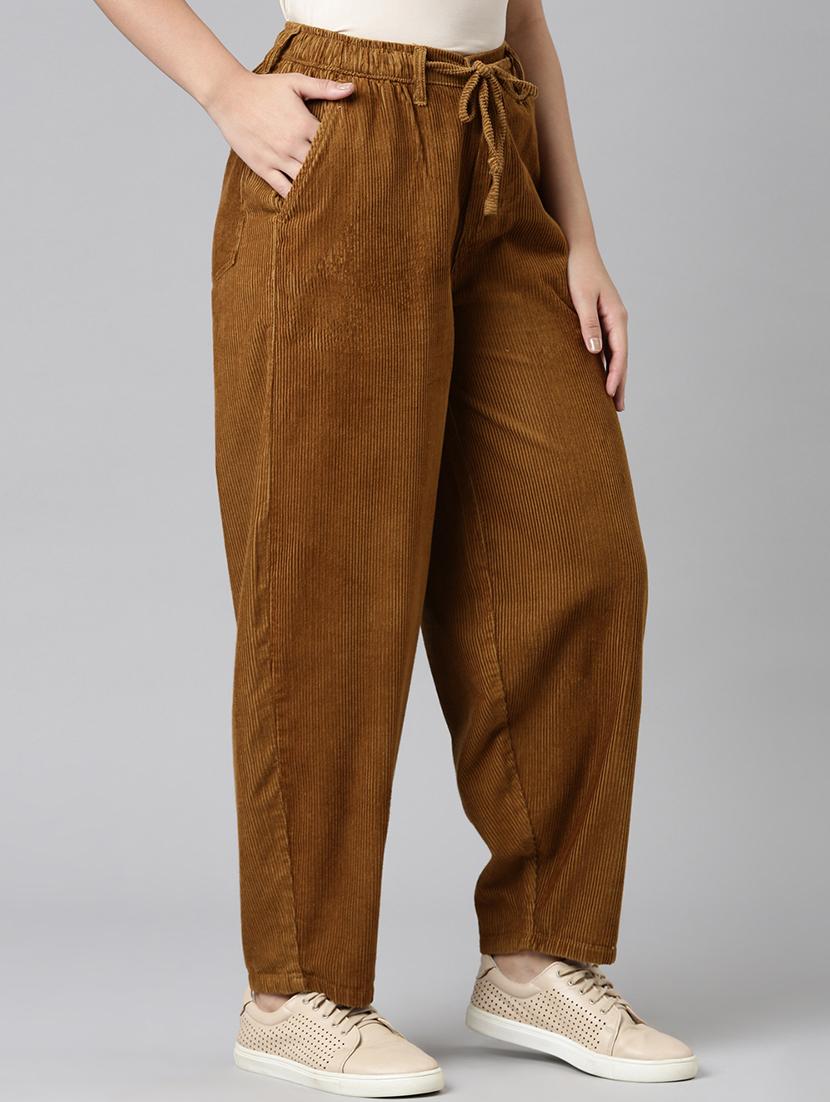 women solid high rise peg trouser - 22004921 - Standard Image - 1