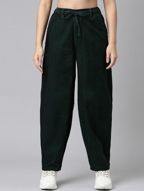 women solid high rise peg trouser - 22004922 -  Standard Image - 0