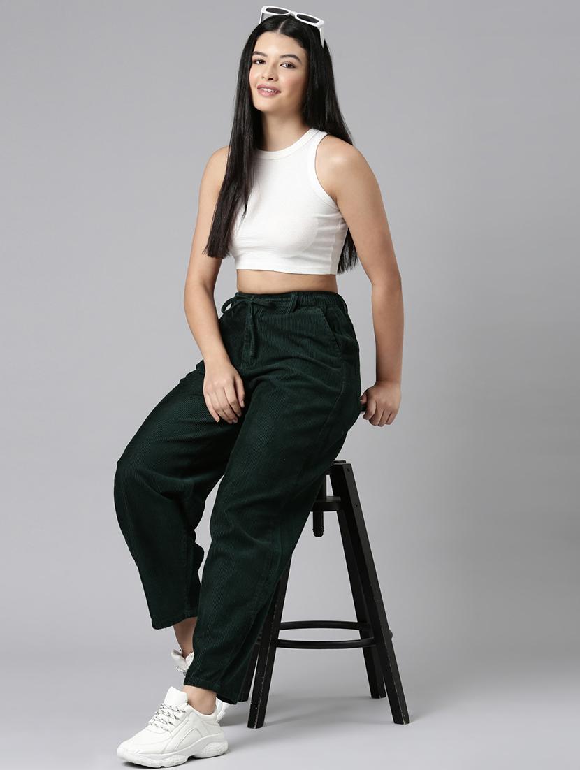 women solid high rise peg trouser - 22004922 - Standard Image - 4