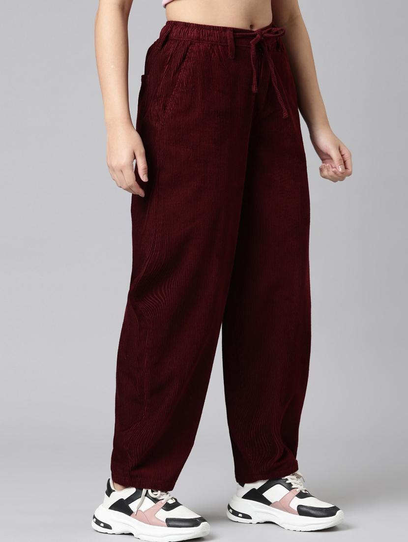 women solid high rise relaxed fit peg trouser - 22004923 - Standard Image - 1