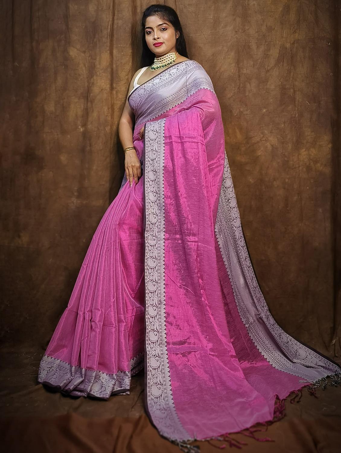 women solid with bordered saree - 22004979 - Standard Image - 1