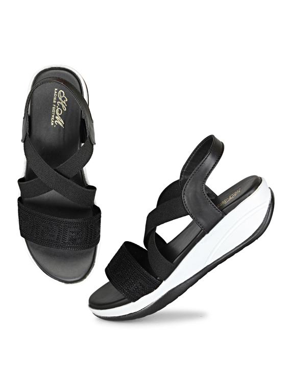 women black back strap platform wedge - 22005017 -  Standard Image - 1