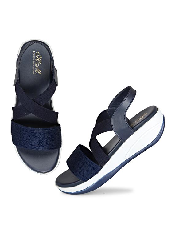women blue back strap platform wedge - 22005019 -  Standard Image - 1