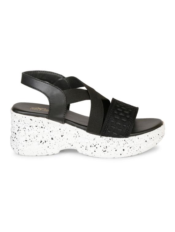 women black back strap platform wedge - 22005021 -  Standard Image - 1