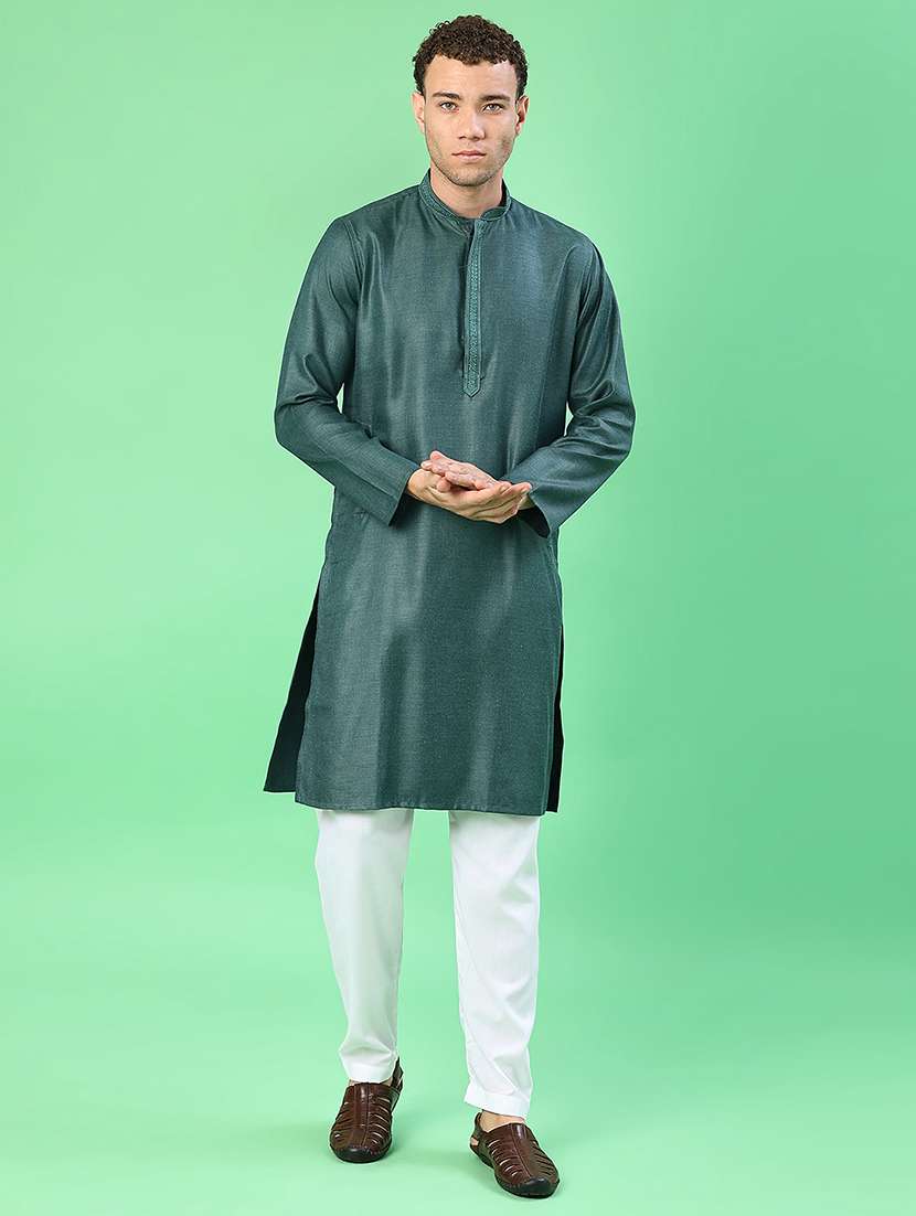men long sleeve kurta and pyjama set - 22005048 -  Standard Image - 1