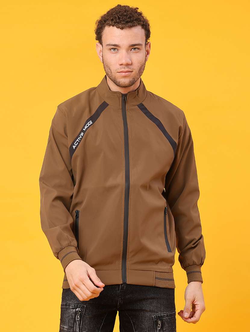 men solid long sleeve bomber jacket - 22005057 -  Standard Image - 1