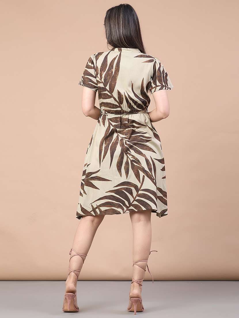 women printed short sleeve a-line dress - 22005089 -  Standard Image - 4