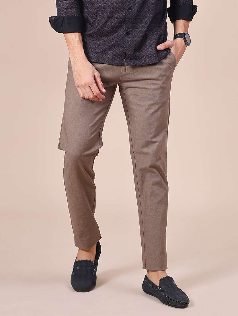 men solid mid rise casual chino - 22005090 - Standard Image - 1