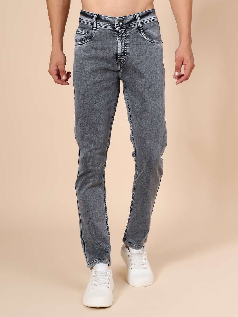 Men Plain Mid Rise Full Length Jean - 22005145 -  Standard Image - 1
