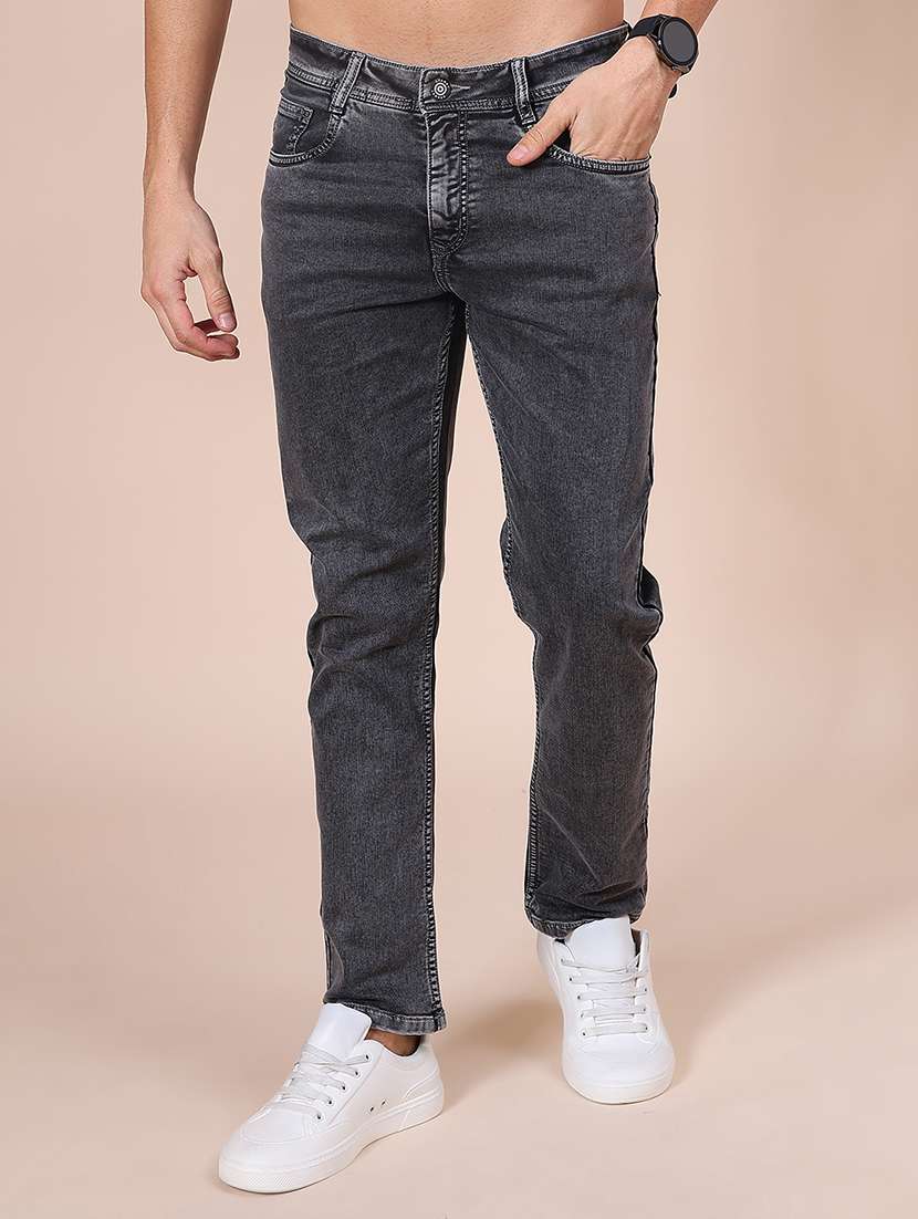 Men Plain Mid Rise Full Length Jean - 22005147 -  Standard Image - 1