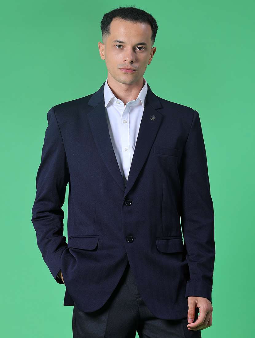 men solid single breasted casual blazer - 22005198 -  Standard Image - 1