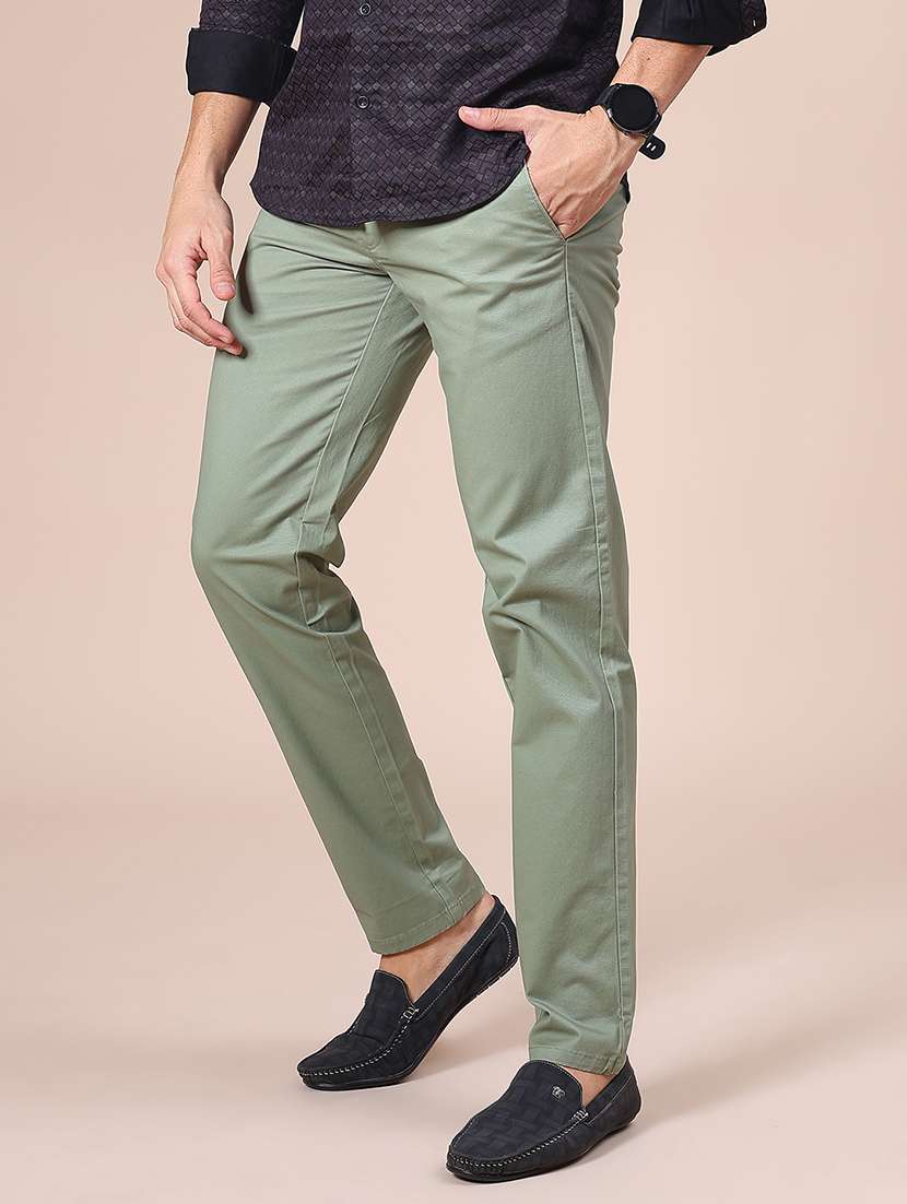 men solid mid rise casual chino - 22005243 -  Standard Image - 1