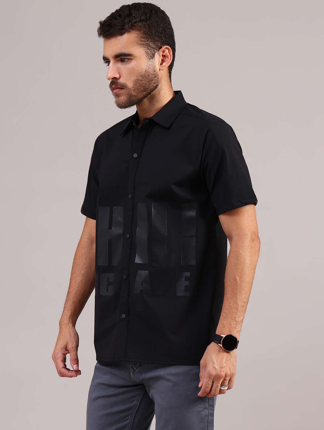 men printed collared short sleeve shirt - 22005330 -  Standard Image - 6